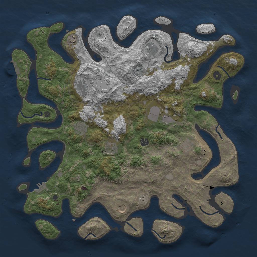Rust Map: Procedural Map, Size: 4500, Seed: 2157249, 18 Monuments