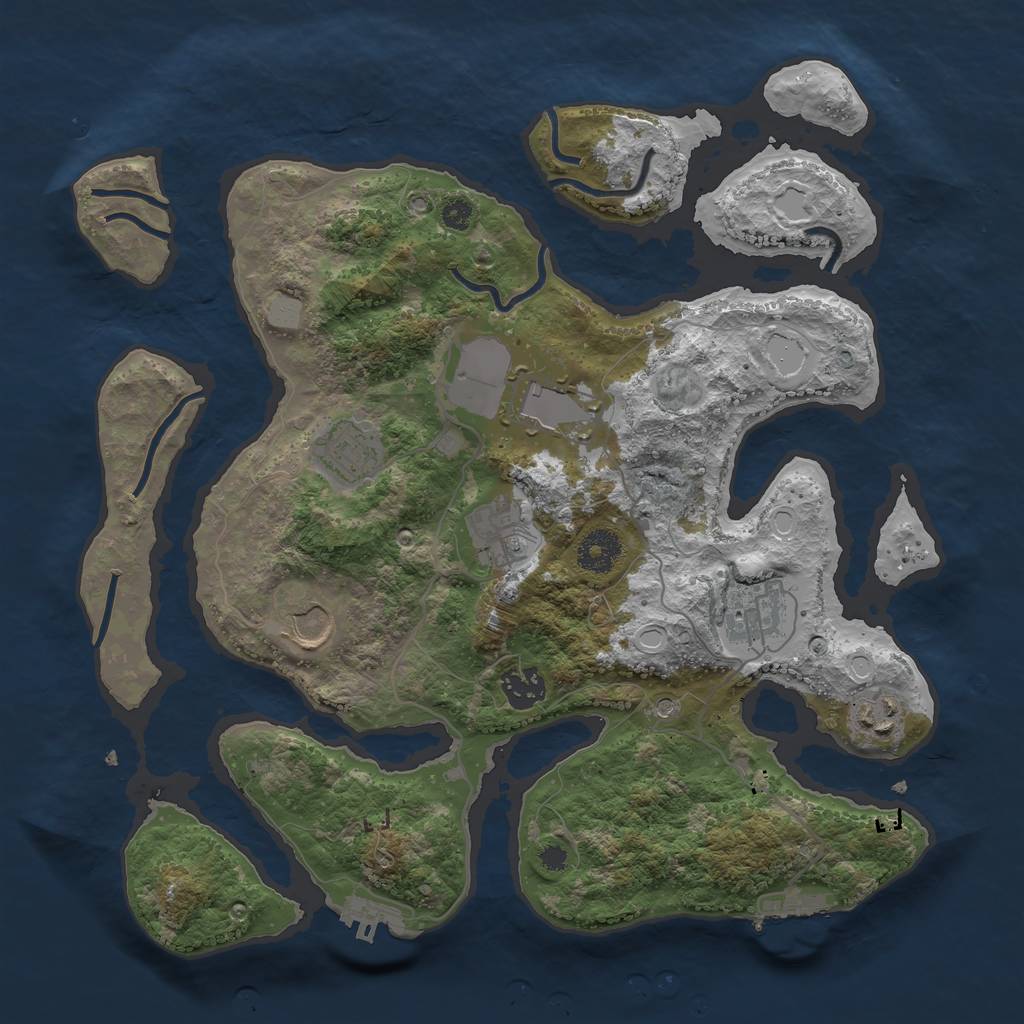 Rust Map: Procedural Map, Size: 3510, Seed: 1034736, 15 Monuments
