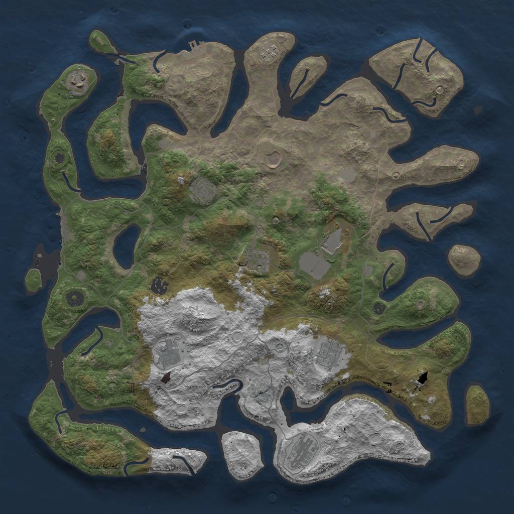 Rust Map: Procedural Map, Size: 4500, Seed: 3653527, 18 Monuments