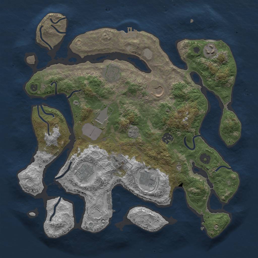 Rust Map: Procedural Map, Size: 3600, Seed: 7, 16 Monuments