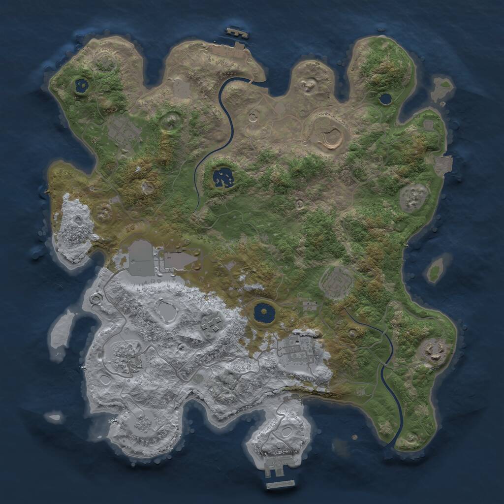 Rust Map: Procedural Map, Size: 3600, Seed: 1943036702, 15 Monuments