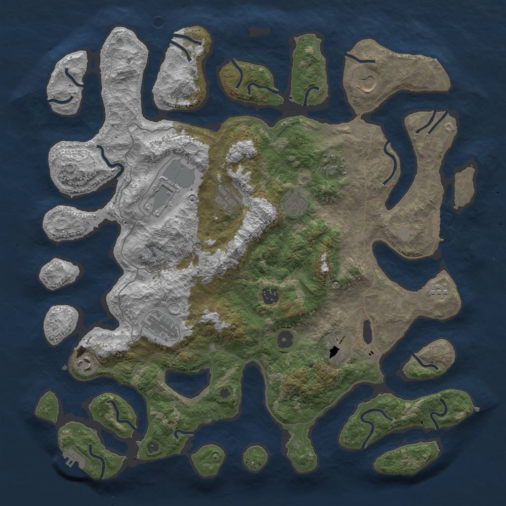 Rust Map: Procedural Map, Size: 4500, Seed: 2706931, 18 Monuments