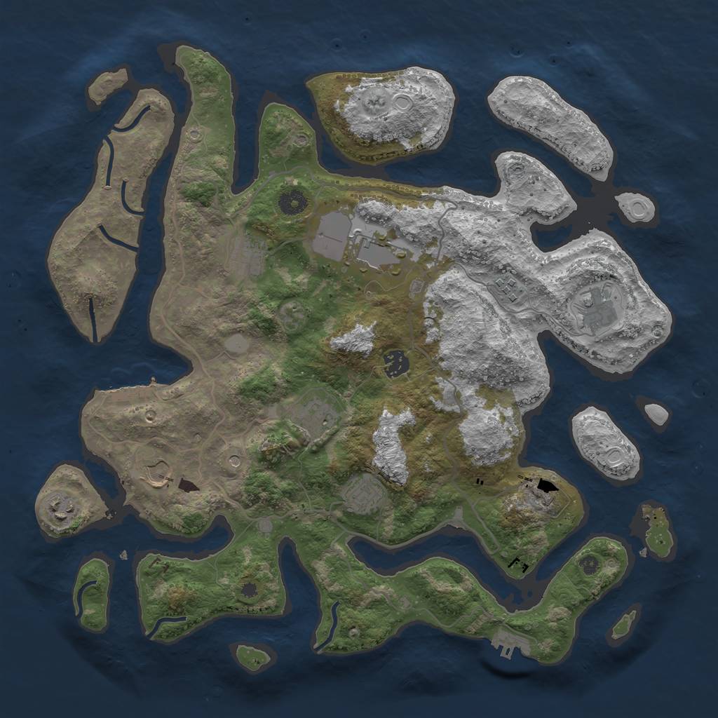 Rust Map: Procedural Map, Size: 4000, Seed: 621610, 17 Monuments
