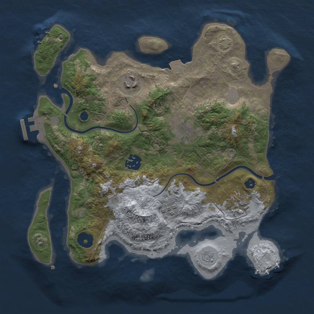 Rust Map: Procedural Map, Size: 3000, Seed: 2033478787, 9 Monuments