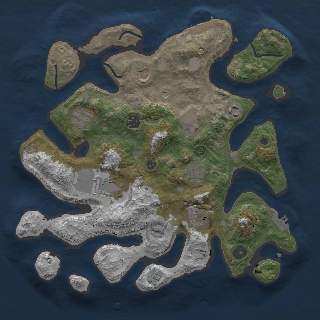 Rust Map: Procedural Map, Size: 3500, Seed: 1712748, 17 Monuments