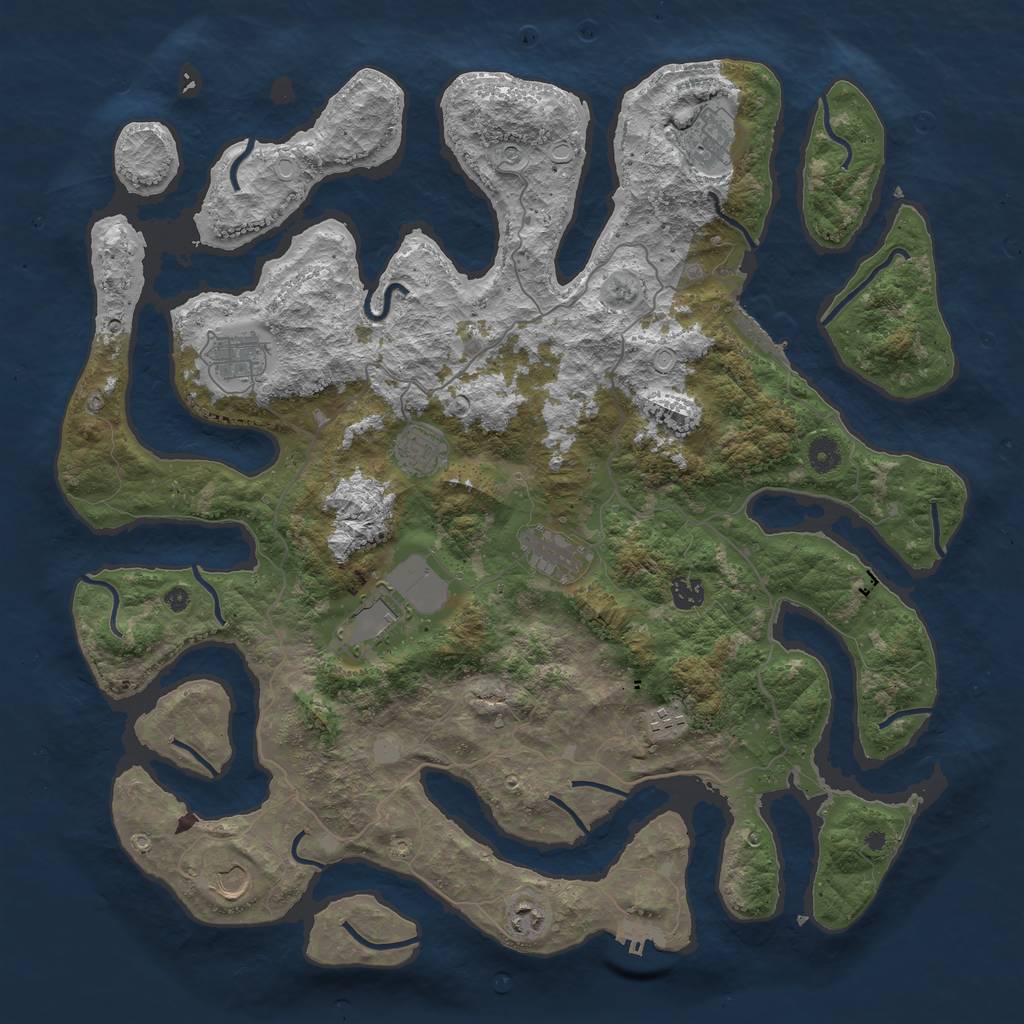 Rust Map: Procedural Map, Size: 4500, Seed: 5516199, 17 Monuments