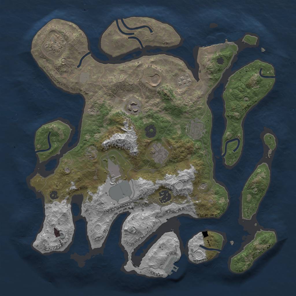 Rust Map: Procedural Map, Size: 3500, Seed: 21123005, 16 Monuments