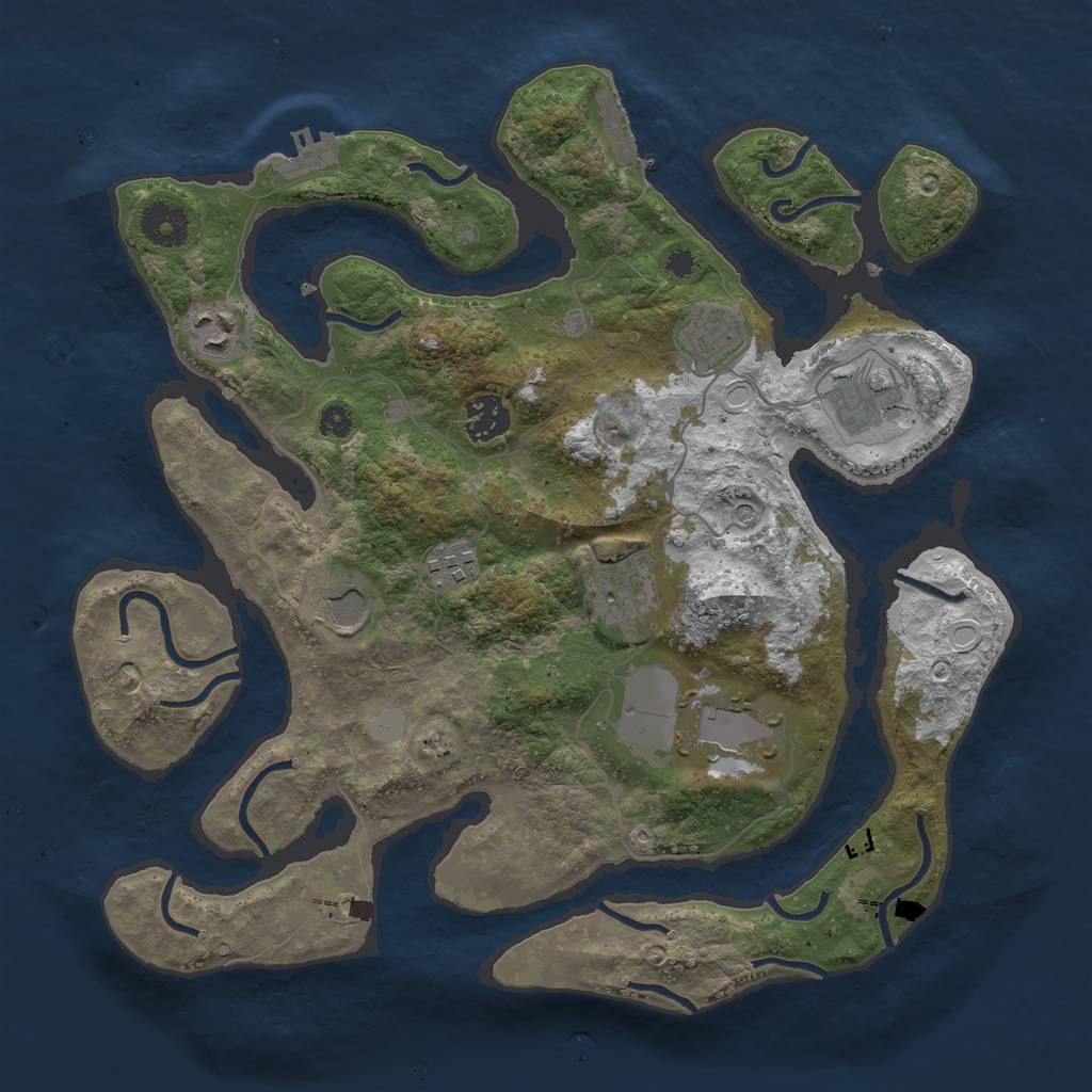 Rust Map: Procedural Map, Size: 3500, Seed: 1482836, 16 Monuments