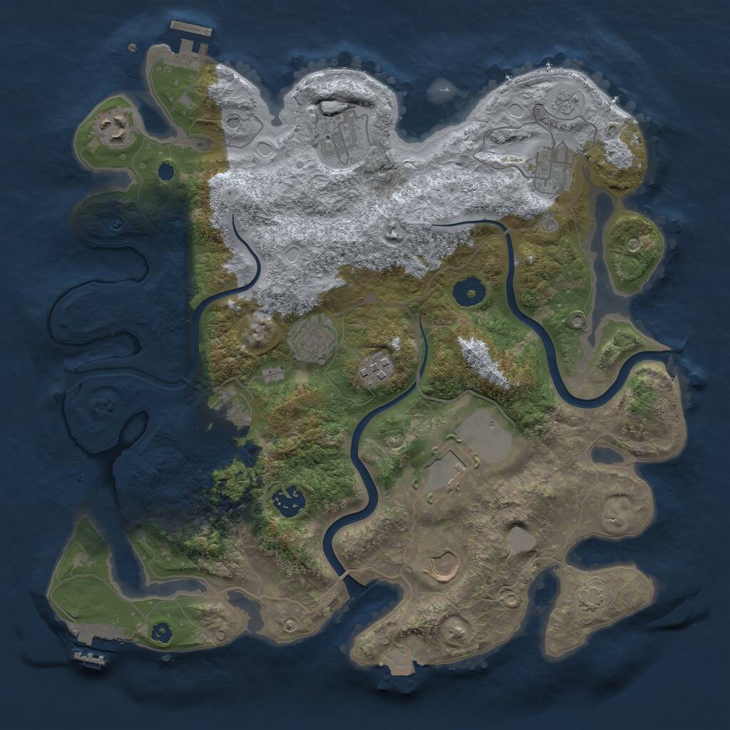 Rust Map: Procedural Map, Size: 3550, Seed: 804747, 15 Monuments