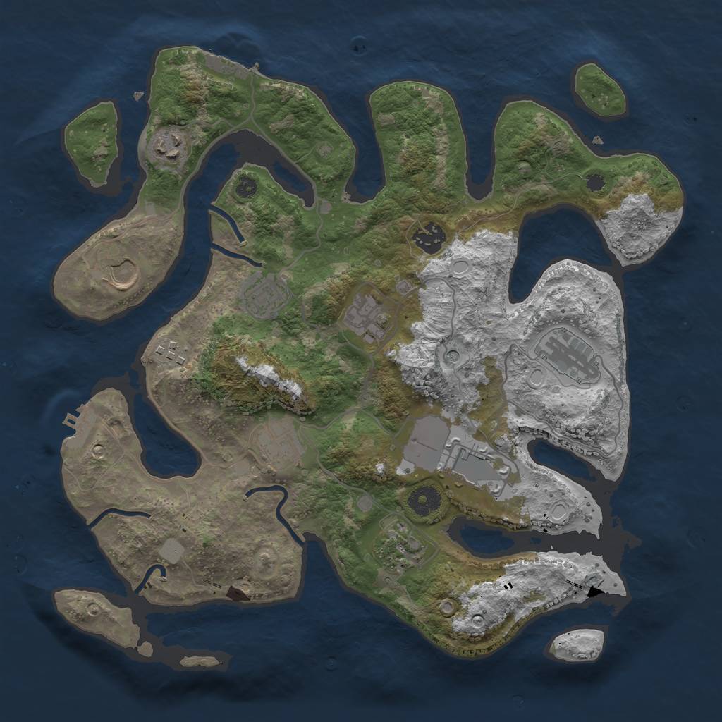 Rust Map: Procedural Map, Size: 3550, Seed: 725477, 18 Monuments