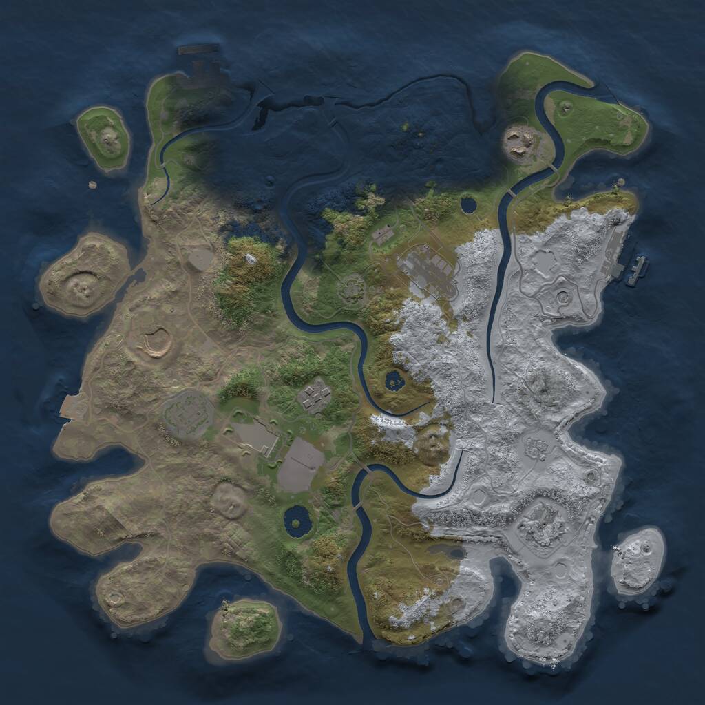 Rust Map: Procedural Map, Size: 3550, Seed: 91487, 13 Monuments