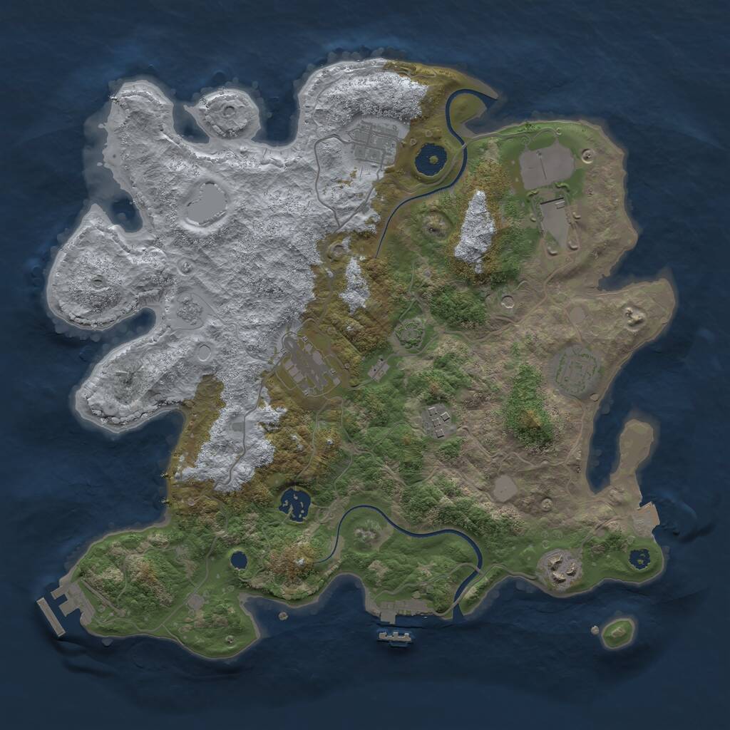 Rust Map: Procedural Map, Size: 3500, Seed: 1154628, 13 Monuments