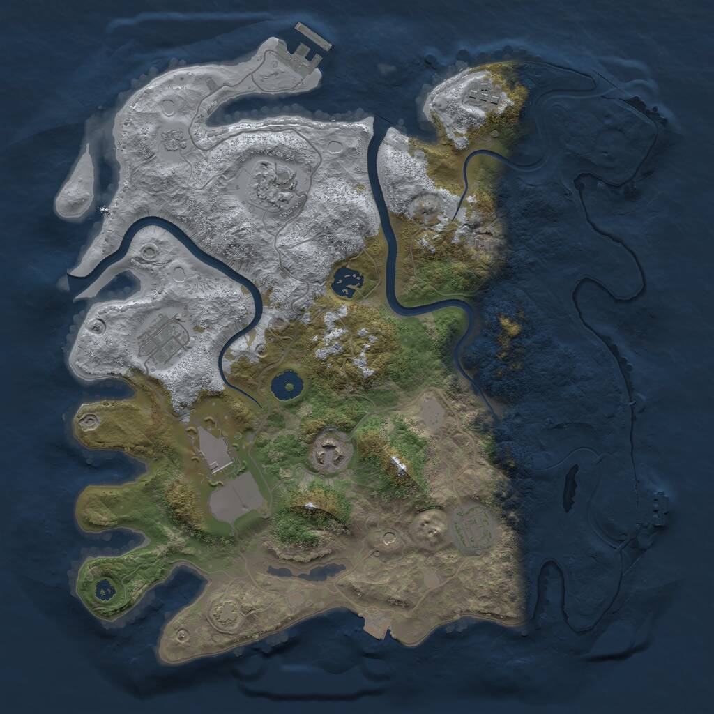 Rust Map: Procedural Map, Size: 3550, Seed: 34341, 13 Monuments
