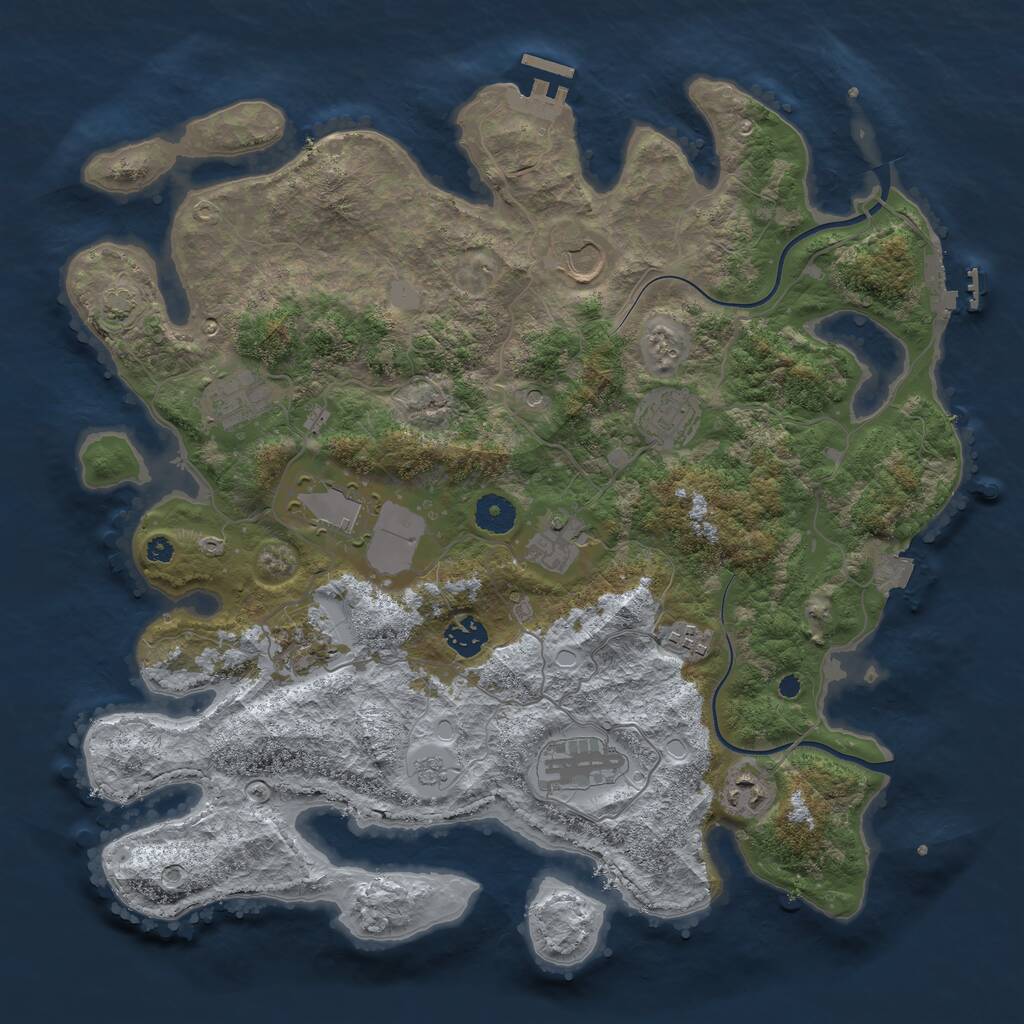 Rust Map: Procedural Map, Size: 3875, Seed: 294123349, 16 Monuments