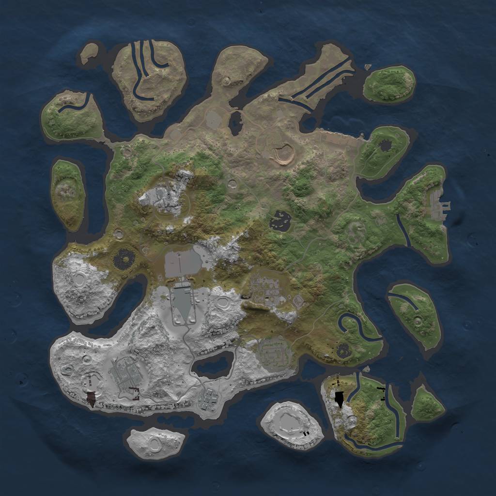 Rust Map: Procedural Map, Size: 3500, Seed: 500, 16 Monuments