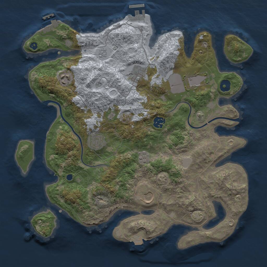 Rust Map: Procedural Map, Size: 3500, Seed: 6541239, 13 Monuments