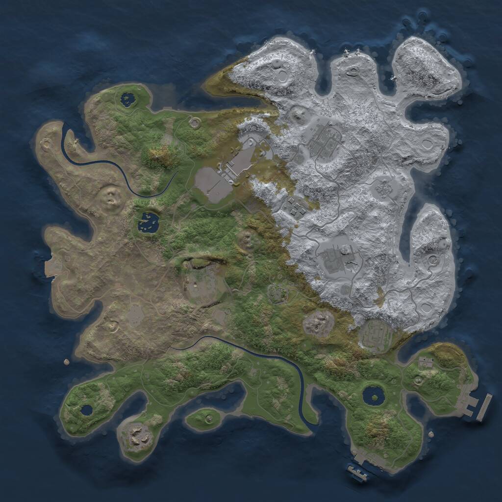 Rust Map: Procedural Map, Size: 3550, Seed: 220244, 14 Monuments