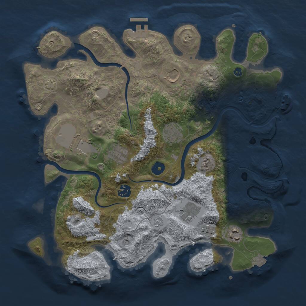 Rust Map: Procedural Map, Size: 3500, Seed: 3952623, 14 Monuments