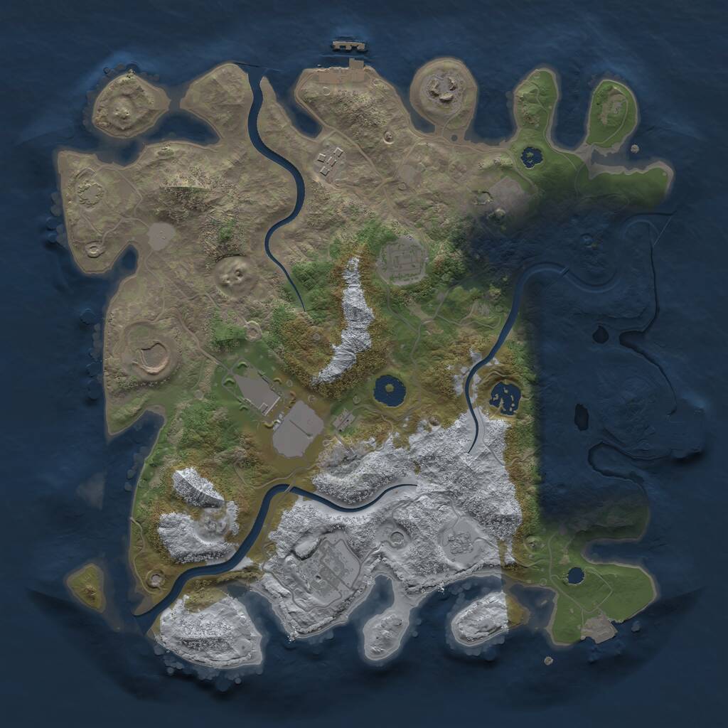 Rust Map: Procedural Map, Size: 3500, Seed: 3952623, 14 Monuments