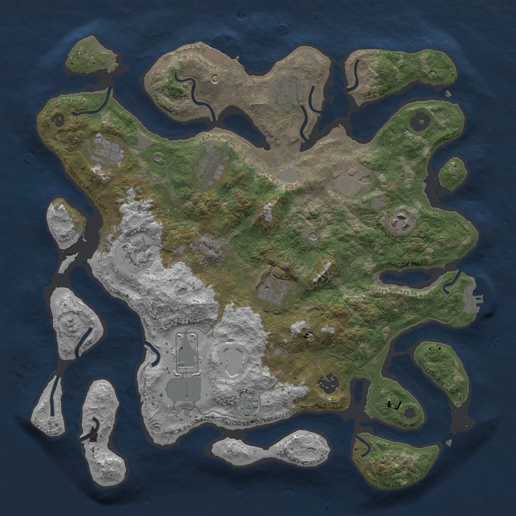 Rust Map: Procedural Map, Size: 3950, Seed: 1629146135, 18 Monuments