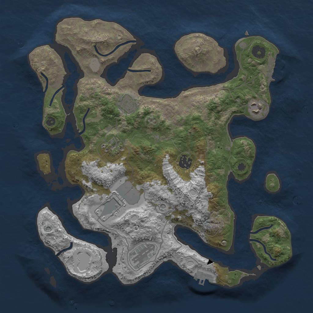 Rust Map: Procedural Map, Size: 3500, Seed: 2570193, 14 Monuments