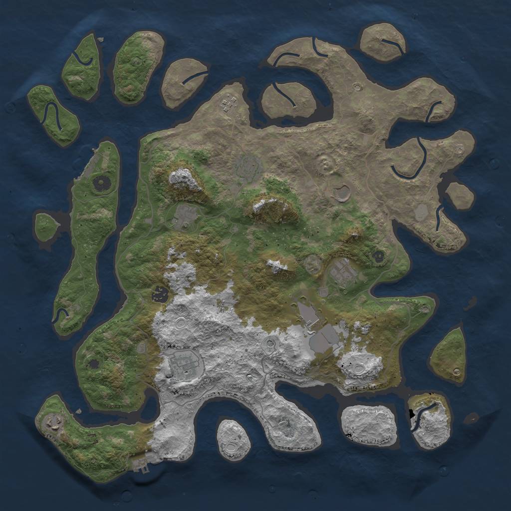 Rust Map: Procedural Map, Size: 4500, Seed: 2943186, 17 Monuments