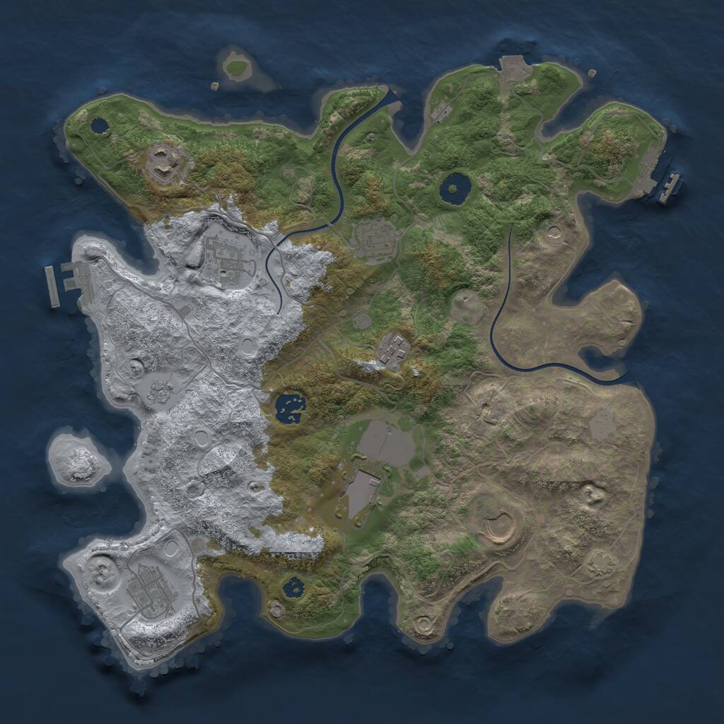 Rust Map: Procedural Map, Size: 3500, Seed: 37462456, 14 Monuments