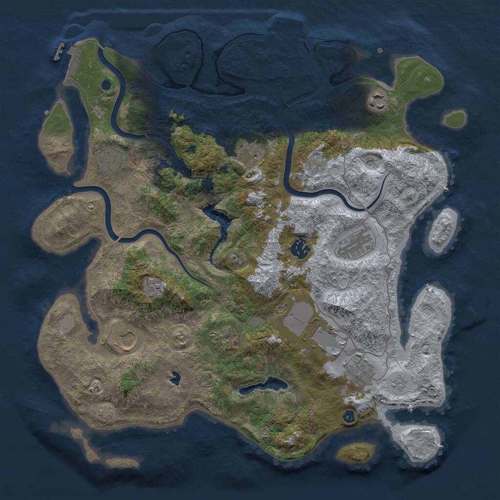 Rust Map: Procedural Map, Size: 4000, Seed: 725477, 16 Monuments