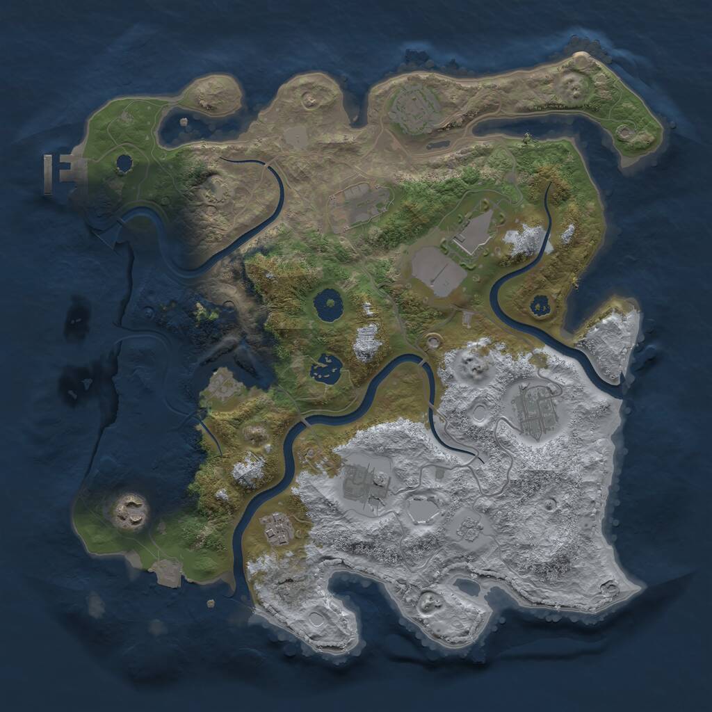 Rust Map: Procedural Map, Size: 3500, Seed: 1248451096, 14 Monuments