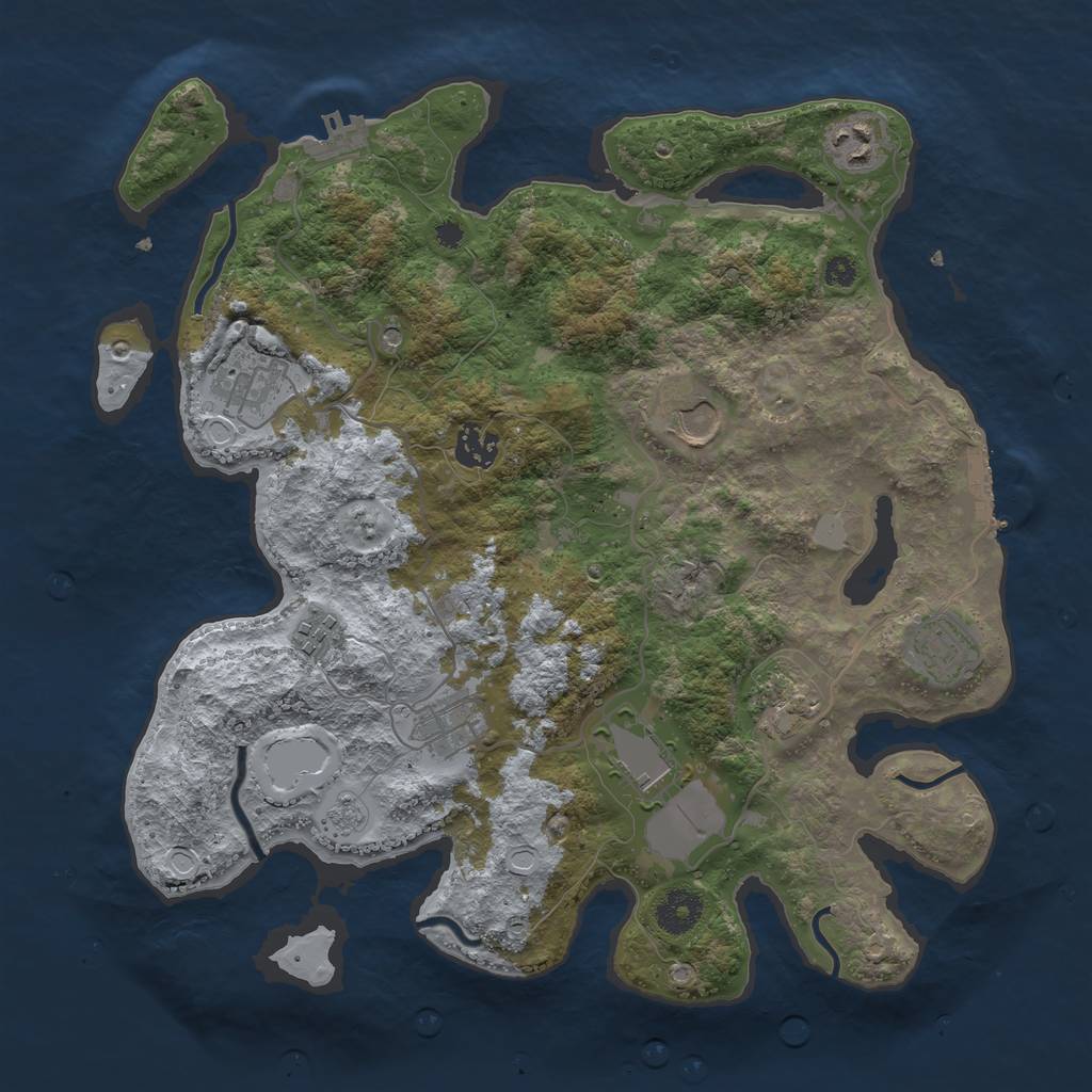 Rust Map: Procedural Map, Size: 3600, Seed: 1134127191, 16 Monuments