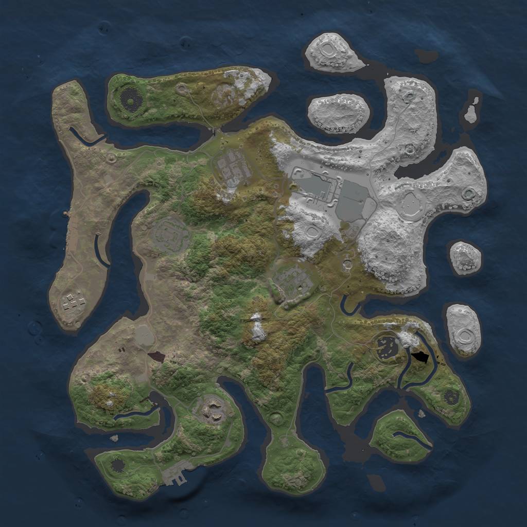Rust Map: Procedural Map, Size: 3500, Seed: 1474489959, 15 Monuments