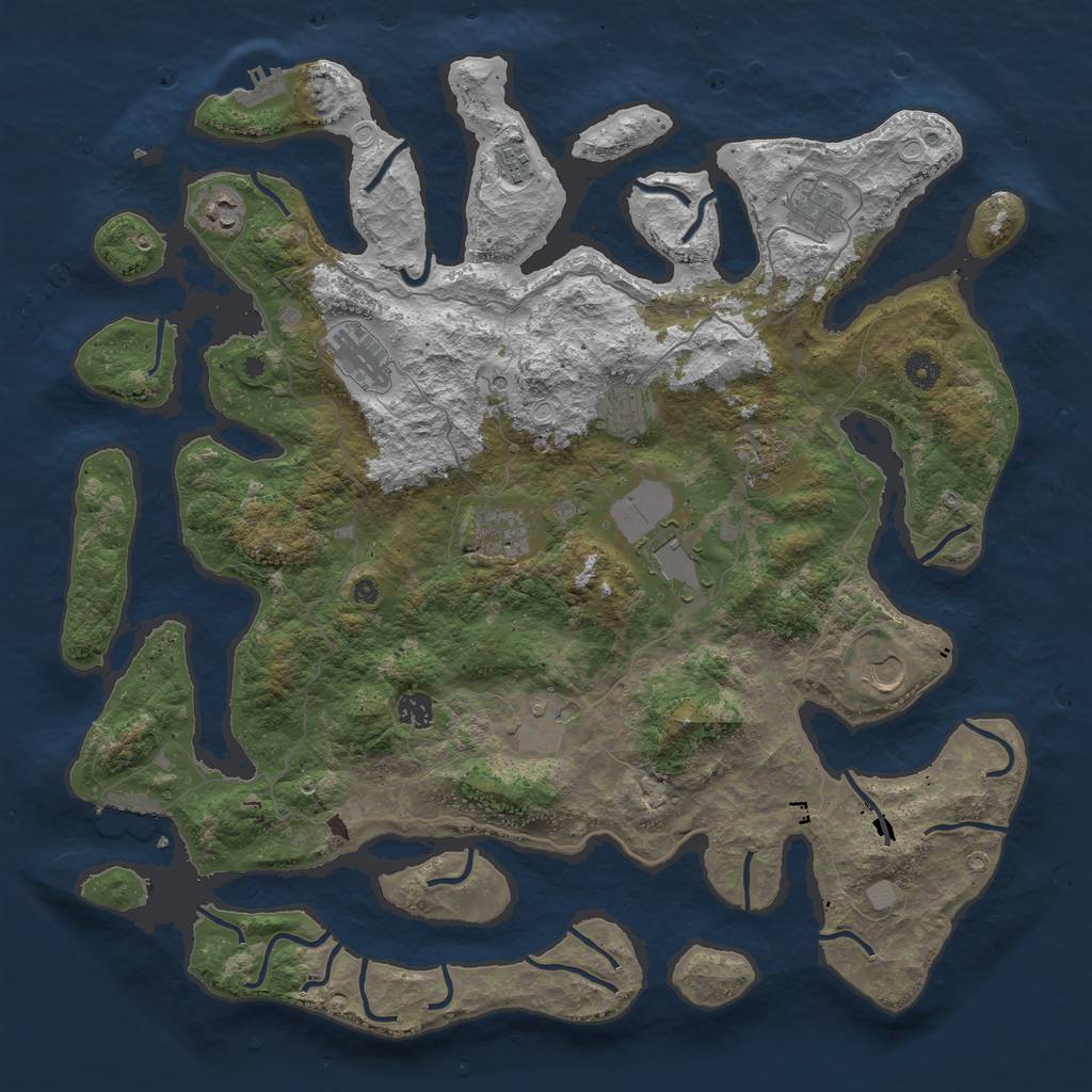 Rust Map: Procedural Map, Size: 4500, Seed: 2651717, 19 Monuments