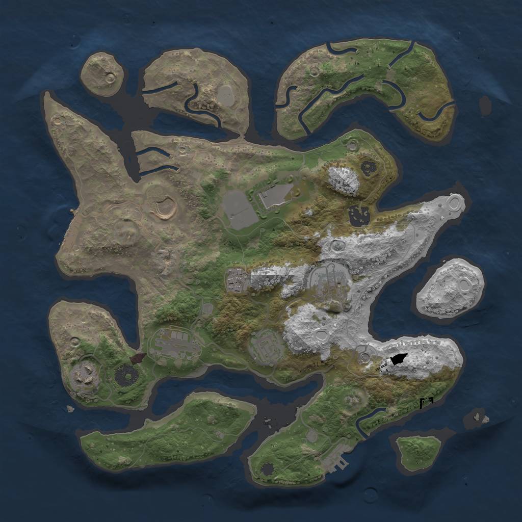 Rust Map: Procedural Map, Size: 3500, Seed: 2331431, 16 Monuments