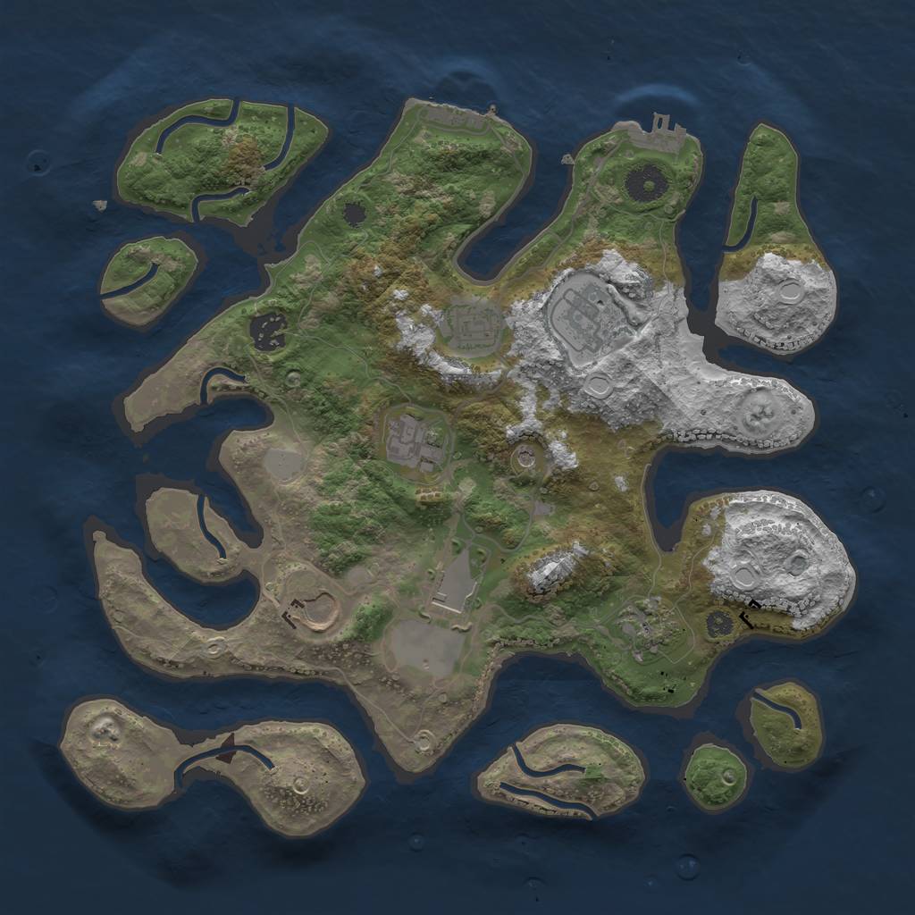 Rust Map: Procedural Map, Size: 3500, Seed: 5551547, 15 Monuments