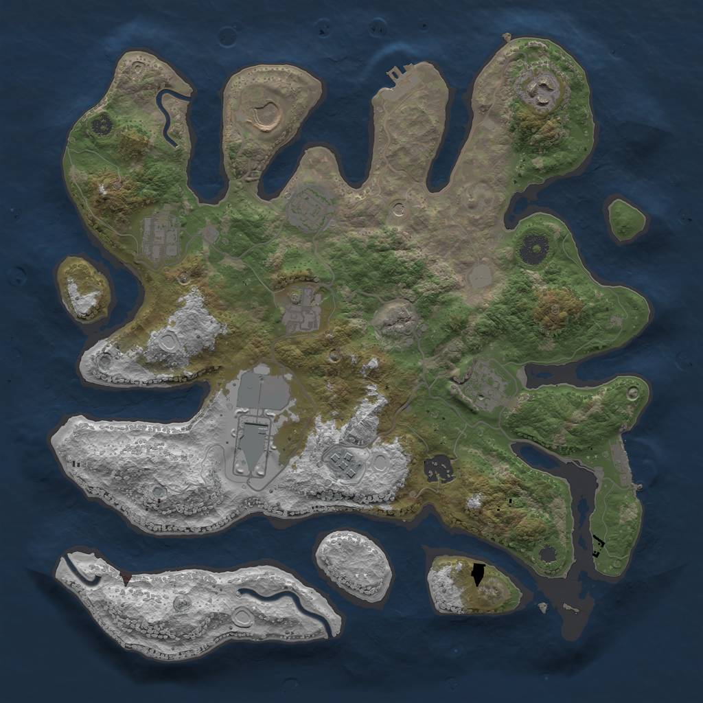 Rust Map: Procedural Map, Size: 3550, Seed: 21530, 17 Monuments