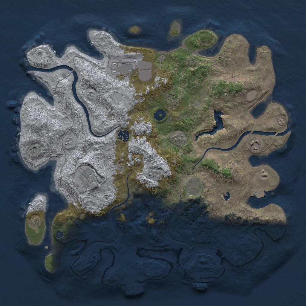 Rust Map: Procedural Map, Size: 4000, Seed: 834882, 12 Monuments