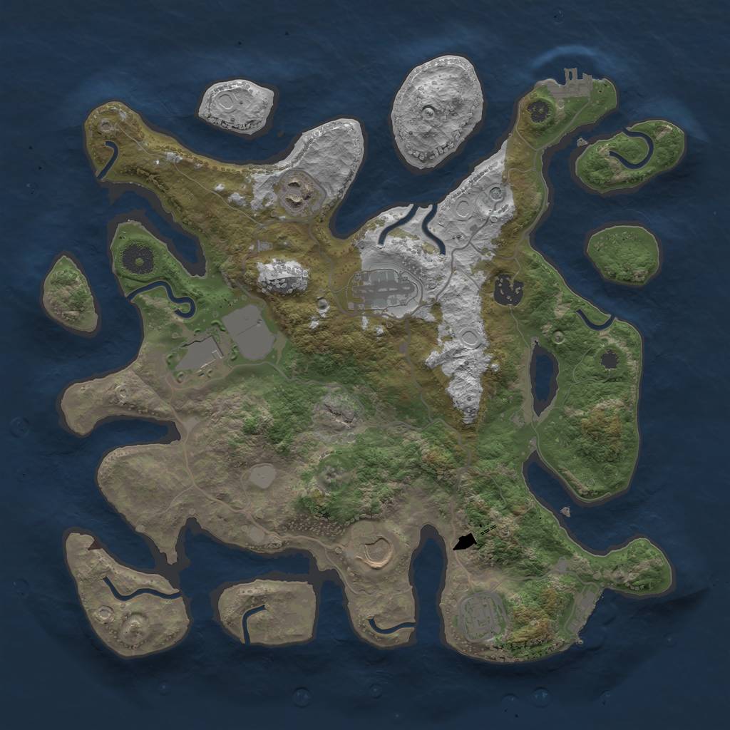 Rust Map: Procedural Map, Size: 3550, Seed: 898787, 14 Monuments