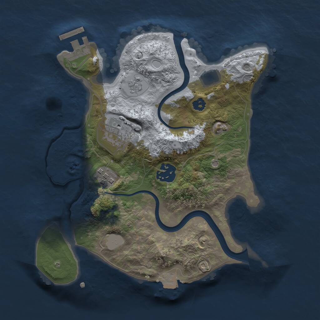 Rust Map: Procedural Map, Size: 2500, Seed: 5, 6 Monuments