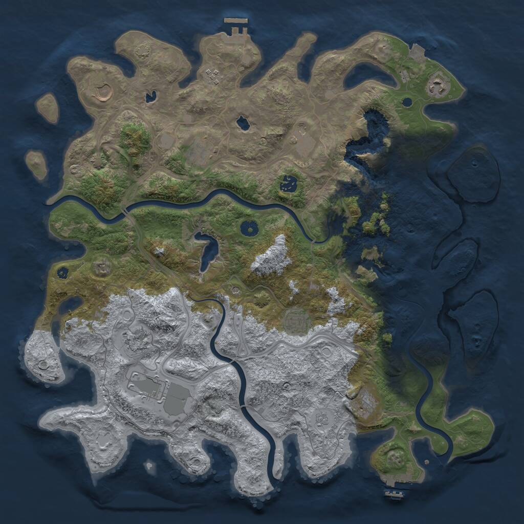 Rust Map: Procedural Map, Size: 4500, Seed: 4087880, 16 Monuments