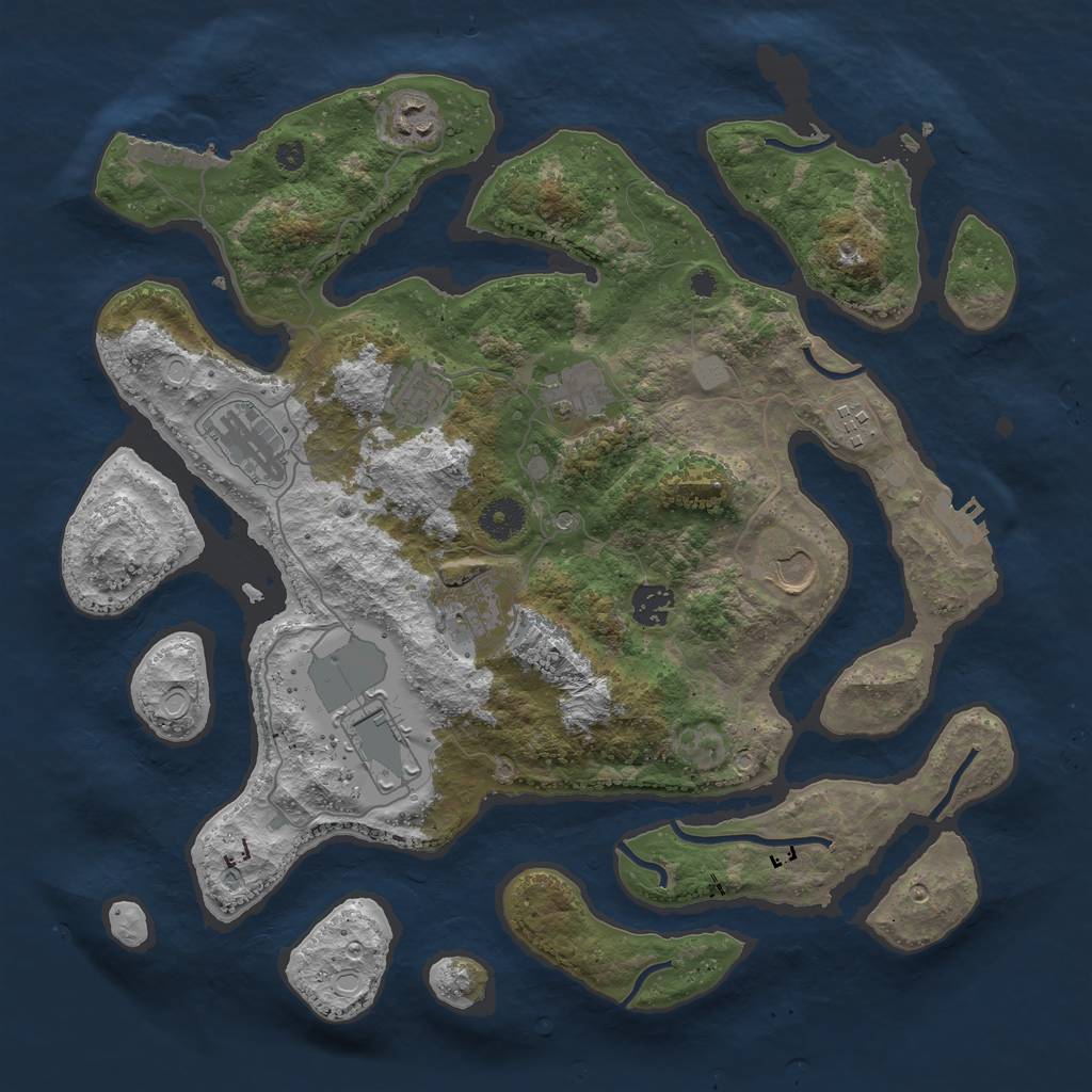 Rust Map: Procedural Map, Size: 3800, Seed: 676, 17 Monuments