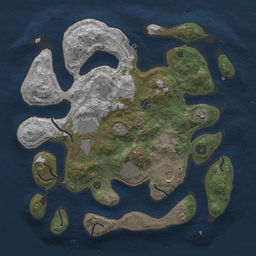 Rust Map: Procedural Map, Size: 3550, Seed: 530277, 13 Monuments