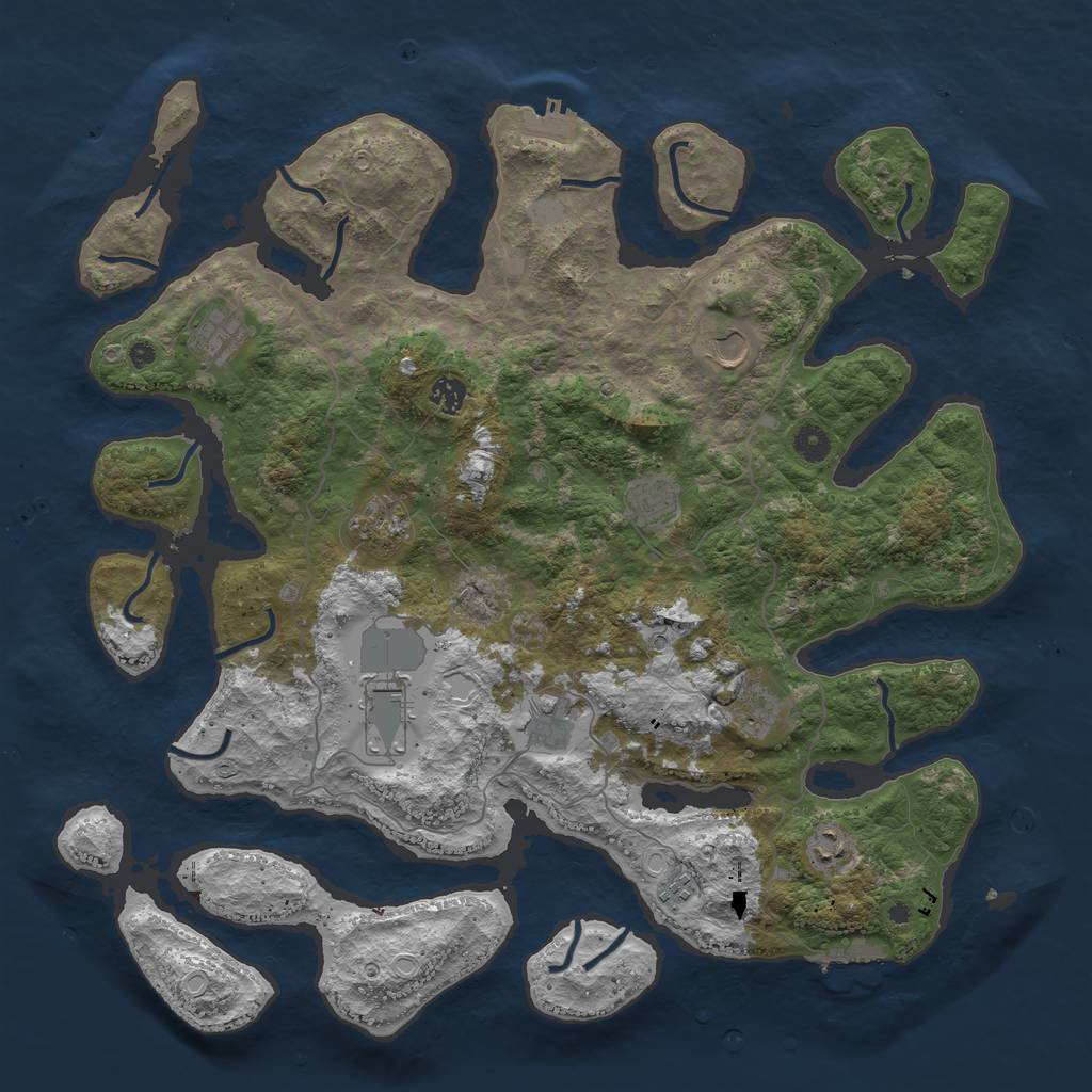 Rust Map: Procedural Map, Size: 4500, Seed: 5357560, 18 Monuments
