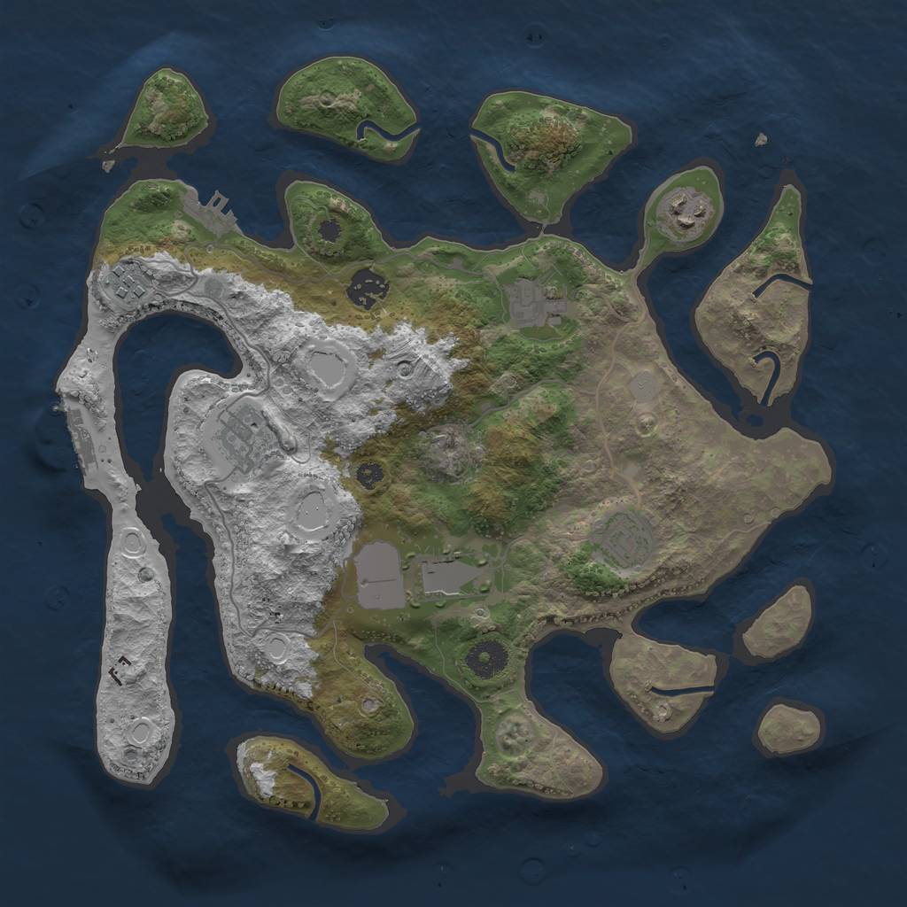 Rust Map: Procedural Map, Size: 3500, Seed: 3354383, 14 Monuments