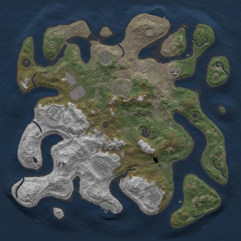 Rust Map: Procedural Map, Size: 4000, Seed: 74066, 17 Monuments