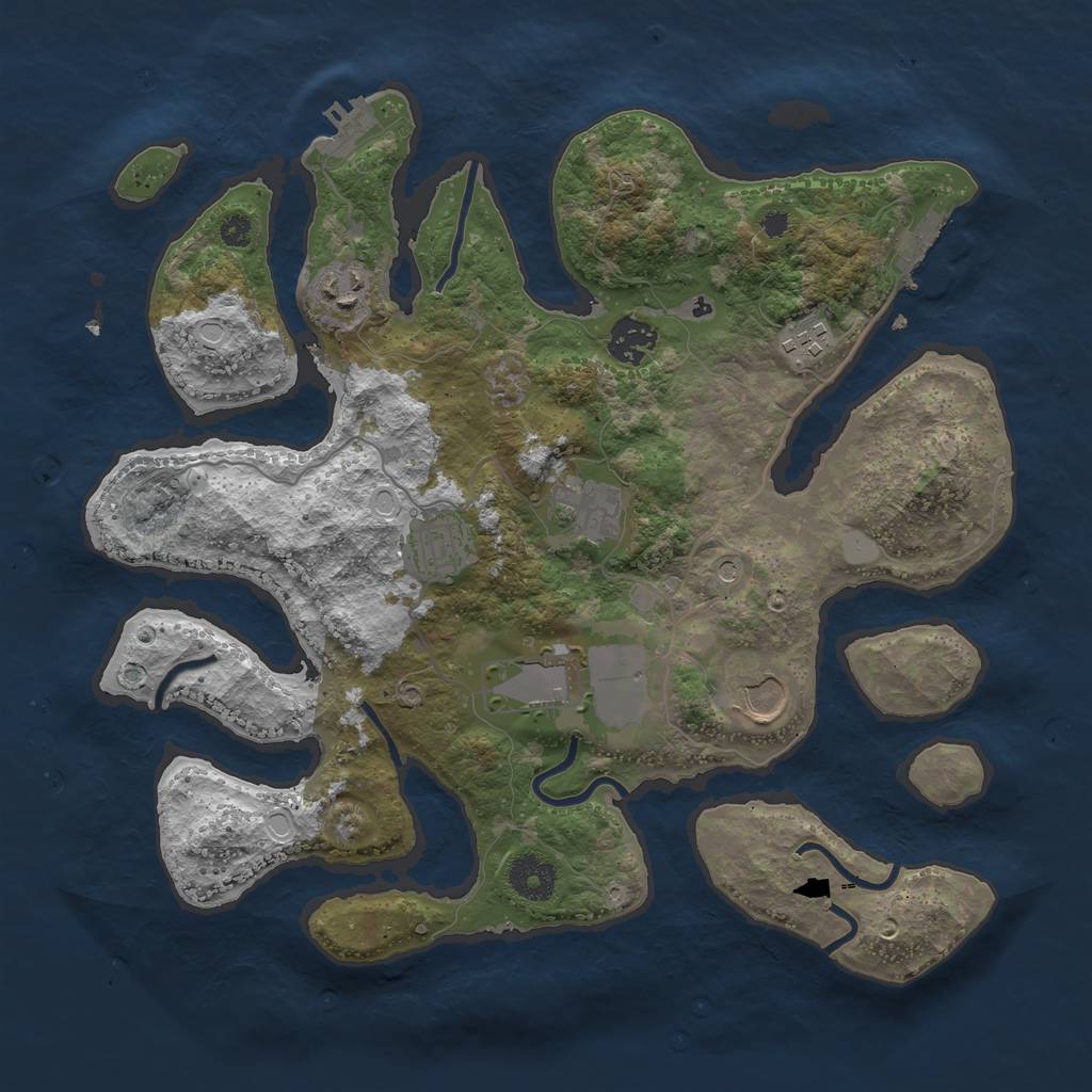 Rust Map: Procedural Map, Size: 3500, Seed: 750181, 15 Monuments