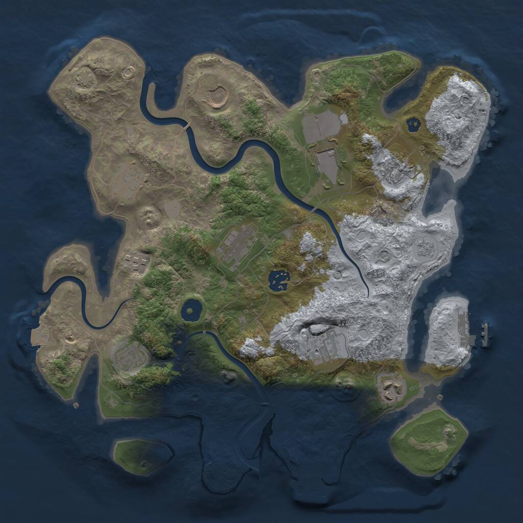 Rust Map: Procedural Map, Size: 3550, Seed: 37900, 16 Monuments