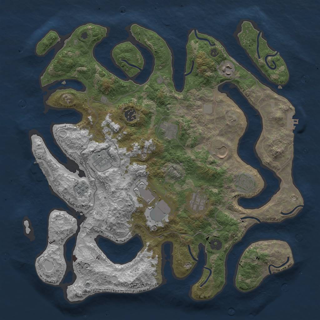 Rust Map: Procedural Map, Size: 4000, Seed: 2542345, 17 Monuments