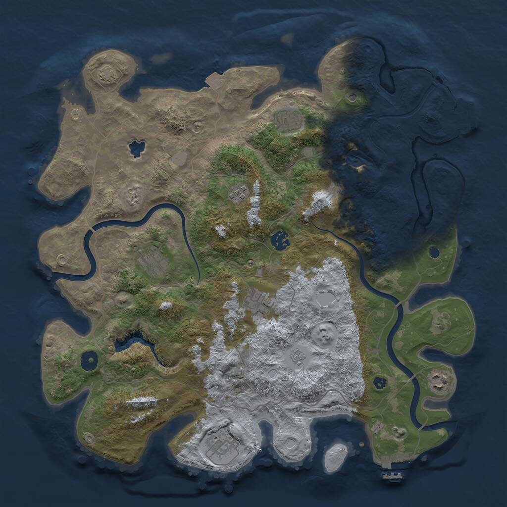 Rust Map: Procedural Map, Size: 4000, Seed: 88154575, 13 Monuments