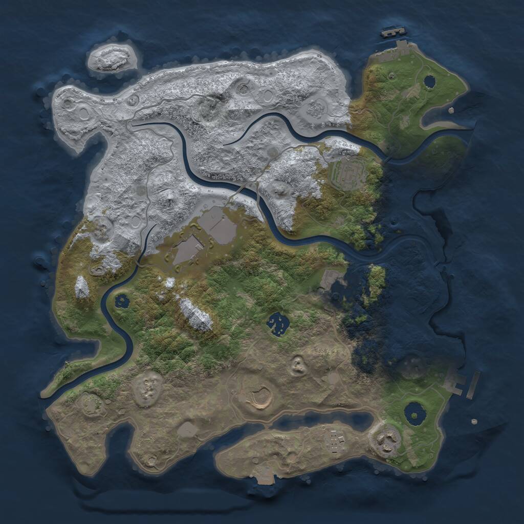 Rust Map: Procedural Map, Size: 3550, Seed: 929655, 13 Monuments