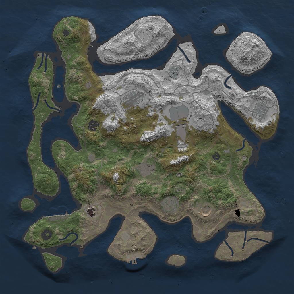 Rust Map: Procedural Map, Size: 4000, Seed: 751261, 16 Monuments